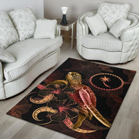 Chuuk Polynesian Area Rugs - Turtle With Blooming Hibiscus Gold - Polynesian Pride