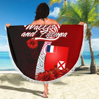 Wallis and Futuna Polynesian Beach Blanket - Coat Of Arm With Hibiscus - Polynesian Pride