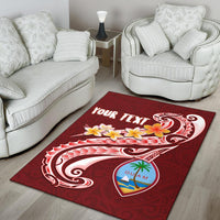 Guam Personalised Area Rug - Guam Seal Polynesian Patterns Plumeria (Red) - Polynesian Pride