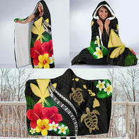 Hawaii Map Turtle Hibiscus Plumeria Polynesian - Hooded Blanket AH - Polynesian Pride