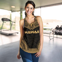 Hawaii Women's Racerback Tank - Polynesian Chief Gold Version - Polynesian Pride