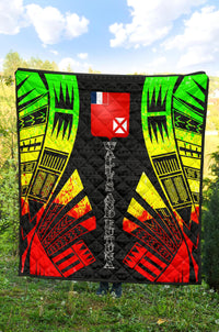 Wallis And Futuna Premium Quilt -Wallis And Futuna Coat Of Arms Polynesian Reggae Tattoo Red - Polynesian Pride