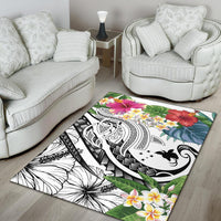Papua New Guinea Polynesian Area Rug - Summer Plumeria (White) - Polynesian Pride