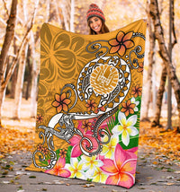 Tahiti Premium Blanket - Turtle Plumeria (Gold) - Polynesian Pride