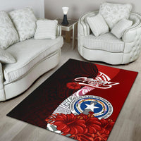 Northern Mariana Islands Polynesian Area Rug - Coat Of Arm With Hibiscus - Polynesian Pride