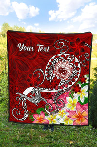 Samoa Custom Personalised Premium Quilt - Turtle Plumeria (Red) - Polynesian Pride