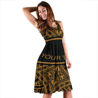 Turtle Personalised Women's Dress - Polynesian Gold Curve Style - Polynesian Pride