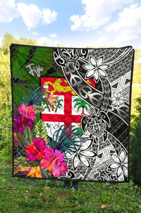 Fiji Premium Quilt - Turtle Plumeria Banana Leaf - Polynesian Pride
