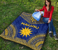 Nauru Premium Quilt - Nauru Flag Polynesian Chief Blue Version - Polynesian Pride