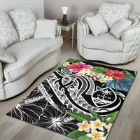 Guam Polynesian Area Rug - Summer Plumeria (Black) - Polynesian Pride