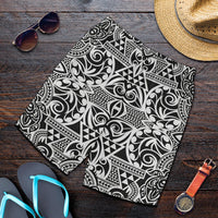 Polynesian Tribal Men's Shorts Black White - Polynesian Pride