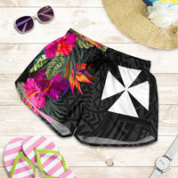 Wallis And Futuna All Over Print Women's Shorts - Polynesian Hibiscus Pattern - Polynesian Pride