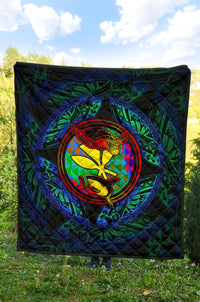 Polynesian Hawaii Premium Quilt - Colorful Turtle Shark - Polynesian Pride