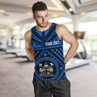 Fiji Personalised Men's Tank Top - Fiji Seal With Polynesian Tattoo Style ( Blue) Blue - Polynesian Pride