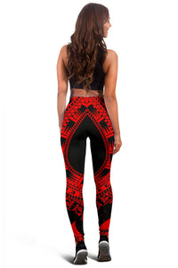 Tokelau Women Leggings Polynesian Pattern Red - Polynesian Pride
