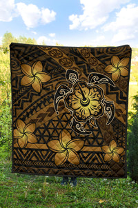 Hawaii Mix Polynesian Turtle Plumeria Premium Quilt - AH - Nick Style - Brown - Polynesian Pride