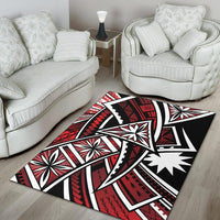 Nauru Area Rug - Tribal Flower Special Pattern Red Color - Polynesian Pride