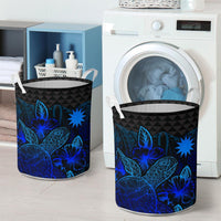 Nauru Laundry Basket - Polynesian Turtle Hibiscus Blue - Polynesian Pride