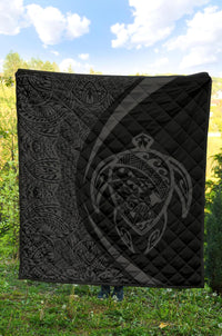 Hawaii Turtle Map Polynesian Premium Quilt - Gray - Circle Style - Polynesian Pride