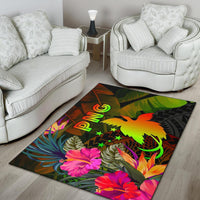 Papua New Guinea Polynesian Area Rug - Hibiscus and Banana Leaves - Polynesian Pride