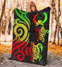 Pohnpei Micronesian Premium Blanket - Reggae Tentacle Turtle - Polynesian Pride
