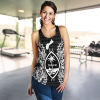 Guam Polynesian Women Tank Top Map Black - Polynesian Pride