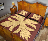 Hawaiian Royal Pattern Quilt Bed Set - Coral - C3 Style - Polynesian Pride