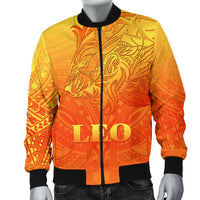 Sun In Leo Zodiac Men Bomber Jacket Polynesian Tattoo Simple - Orange - Polynesian Pride