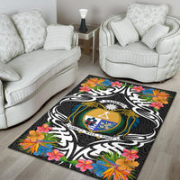 Nauru Area Rug - Coat OfArmsWith Tropical Flowers - Polynesian Pride