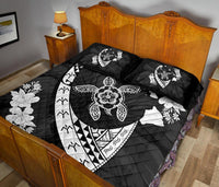 Hawaiian Map Hibiscus Turtle Fish Hook Polynesian Quilt Bedding Set - Polynesian Pride