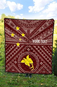 Papua New Guinea Personalised Premium Quilt - Flag With Polynesian Patterns (Red) - Polynesian Pride