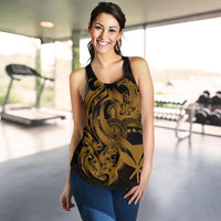 Polynesian Hawaii Women's Racerback Tank - Kanaka Maoli Gold Turtle - Polynesian Pride