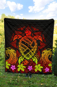 Hawaii Turtle Polynesian Red Premium Quilt - Kuly Style - Polynesian Pride