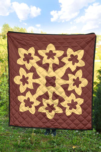 Hawaiian Premium Quilt Royal Pattern - Coral - A1 Style - Polynesian Pride