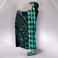 Hawaii Kakau Turquoise Polynesian Hooded Blanket - Polynesian Pride