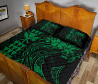 Hawaii Map Kanaka Polynesian Hula Girl Quilt Bed Set - Green - Polynesian Pride