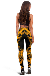 Hawaii Women Leggings Polynesian Pattern Gold - Polynesian Pride