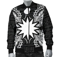 Nauru Polynesian Men's Bomber Jacket Map Black - Polynesian Pride