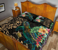 Tiki Polynesian Quilt Bed Set Turtle Hibiscus - Gold - Polynesian Pride