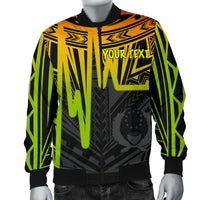 Pohnpei Personalised Men's Bomber Jacket - Pohnpei Seal In Heartbeat Patterns Style (Reggae) - Polynesian Pride