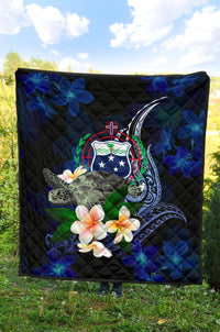 Samoa Polynesian Premium Quilt - Turtle With Plumeria Flowers - Polynesian Pride