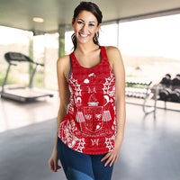 Fiji Polynesian Women Tank Top Map Red White - Polynesian Pride