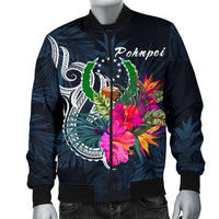 Pohnpei Micronesia Men's Bomber Jacket - Tropical Flower - Polynesian Pride