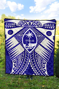 Guam Polynesian Premium Quilt - Guam White Seal with Polynesian Tattoo Ver 02 - Polynesian Pride