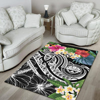 FSM Polynesian Area Rug - Summer Plumeria (Black) - Polynesian Pride