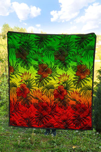 Polynesian Premium Quilt - Reggae Hibiscus Patterns - Polynesian Pride
