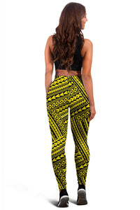 Polynesian Nation Yellow Hawaii Women's Leggings AH - Polynesian Pride