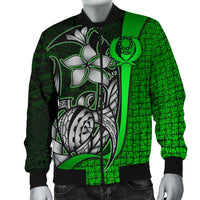 Pohnpei Micronesia Men's Bomber Jackets Green - Turtle With Hook - Polynesian Pride