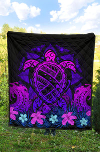 Hawaii Turtle Polynesian Blue Premium Quilt - Kuly Style - Polynesian Pride
