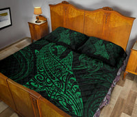 Polynesian Quilt Bed Set - Polynesian Green Shark Warrior Tattoo - Polynesian Pride